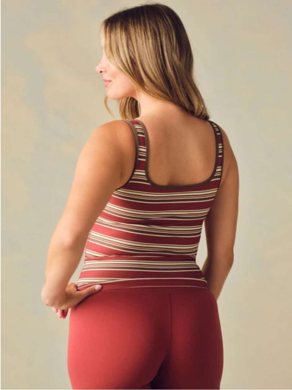 Set Active Sportbody Sporty Stripe Scoop Tank Sweet Tea Medium BNWT SOLD OUT Gym - Picture 2 of 8